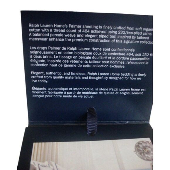 Ralph Lauren Palmer Percale Queen Flat Sheet Sky Blue White NWT MSRP $200 - Picture 5 of 8